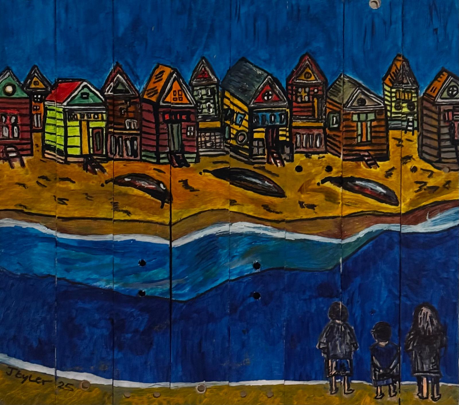 Across the Blue - Original painting on reclaimed wood