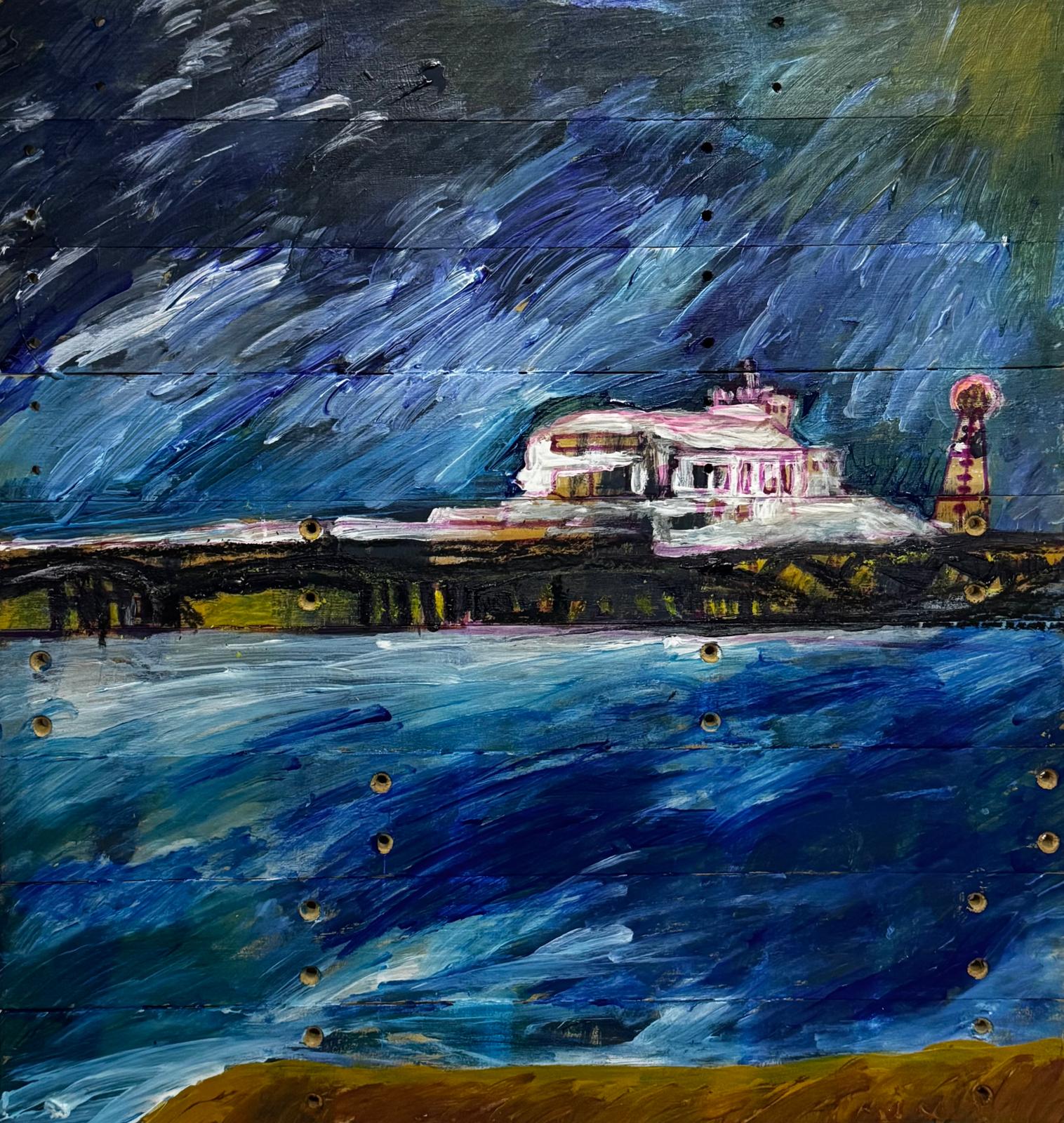 Beacon in the Weather - Original painting on reclaimed wood