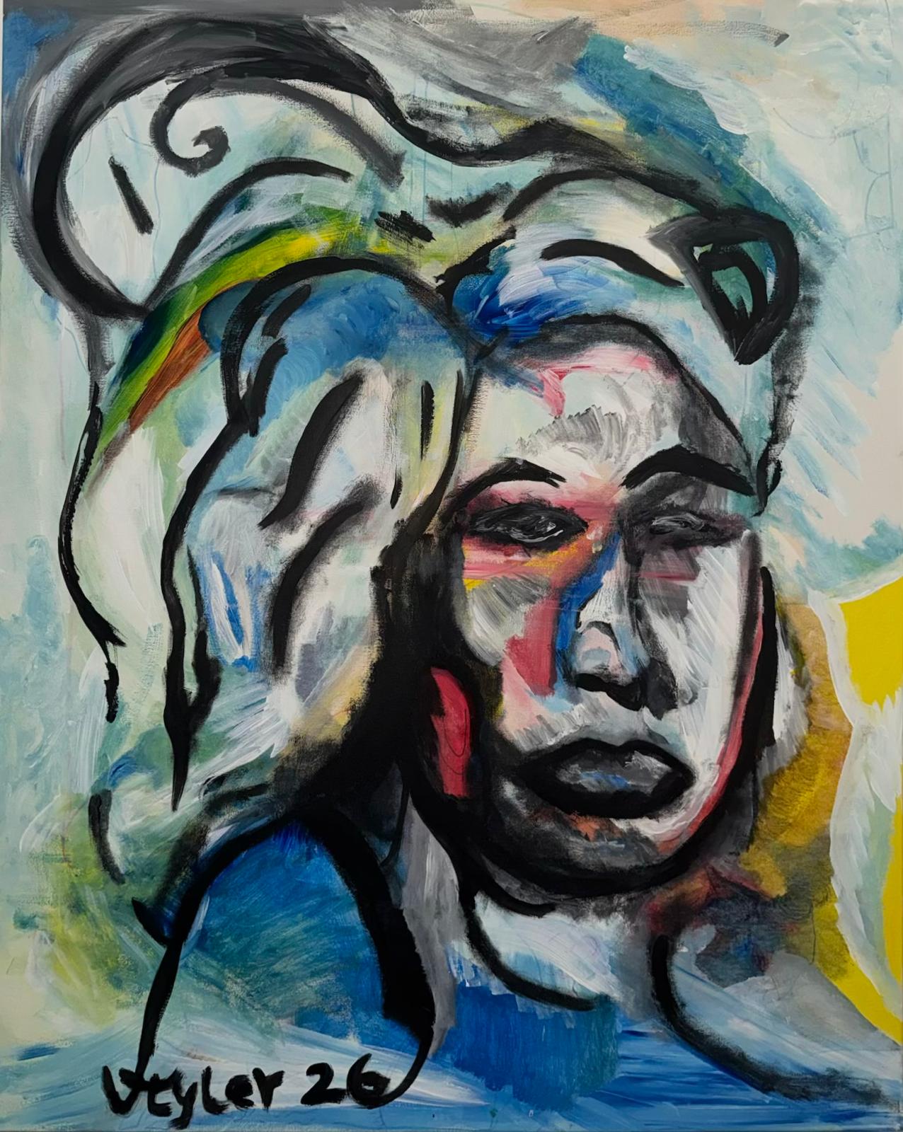 Between Faces - Original painting exploring identity and emotional ambiguity