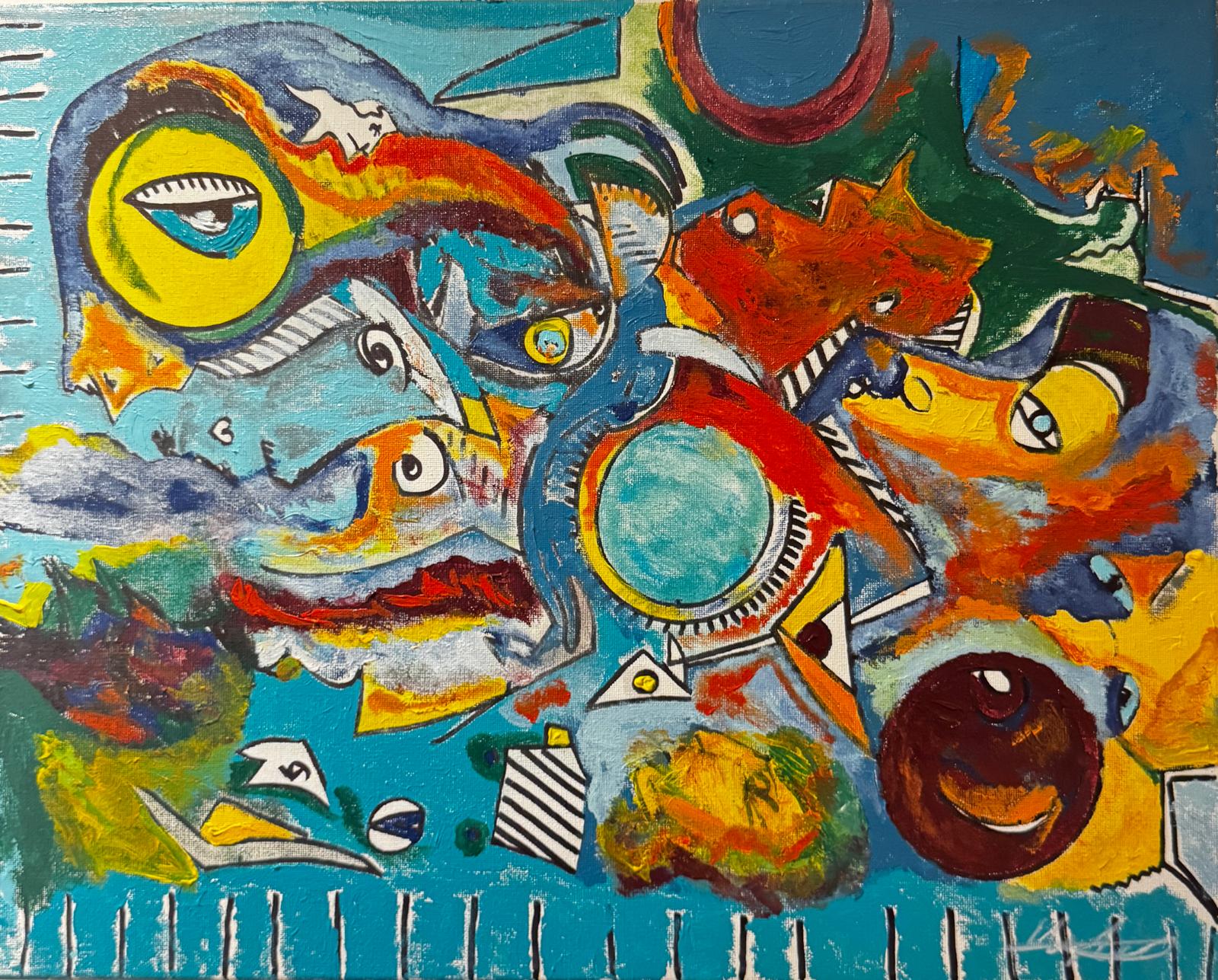Wild Conversation - Original oil painting on stretched canvas with expressive forms