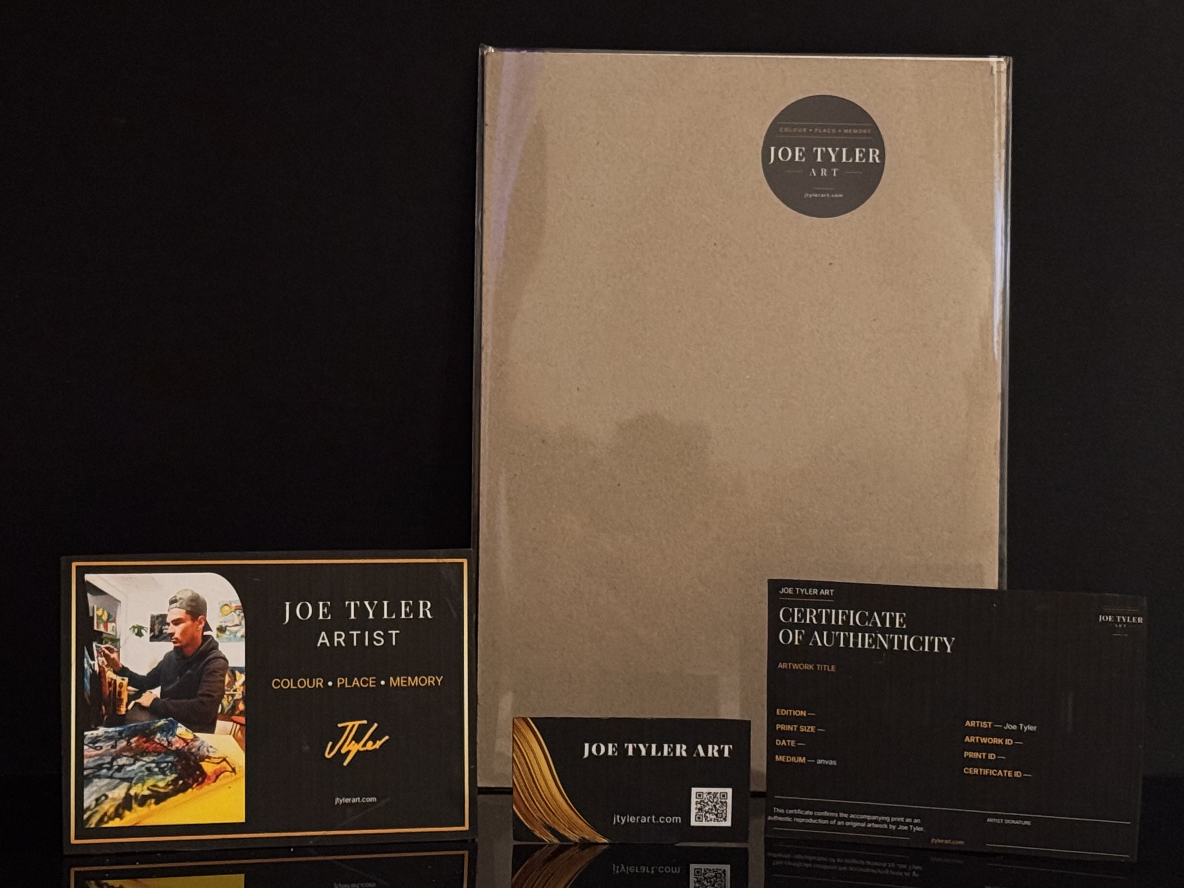 Joe Tyler print certificate, artist card, business card and authenticity pack